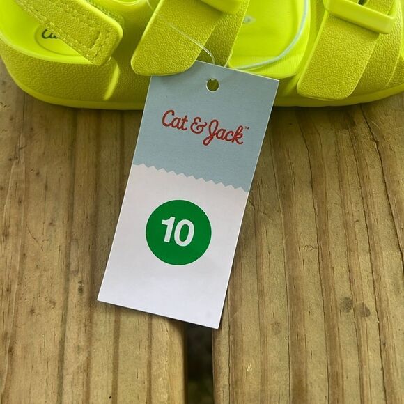 NWT Cat & Jack Size 10 Lime Green Easy On & Off Buckle Sandals Flip Flops - Picture 5 of 8